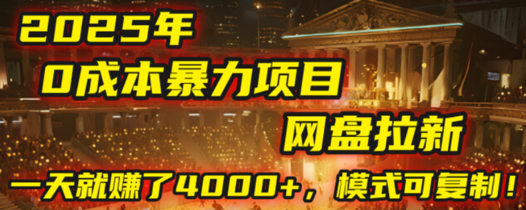2025年，一個0成本的暴力項目，靠網盤拉新，有人一天就賺了4000+，模式可復制！-玖兒的學習筆記
